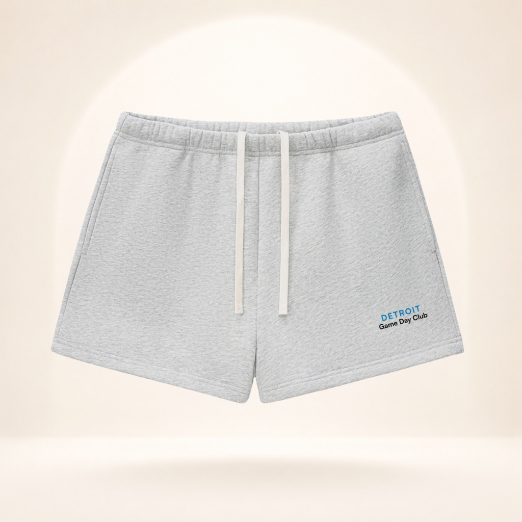 Detroit Game Day Club Fleece Shorts flower gray front mockup