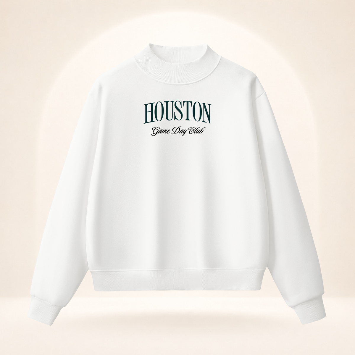 Houston Game Day Club Mock-Neck Sweatshirt white ghost mannequin front view