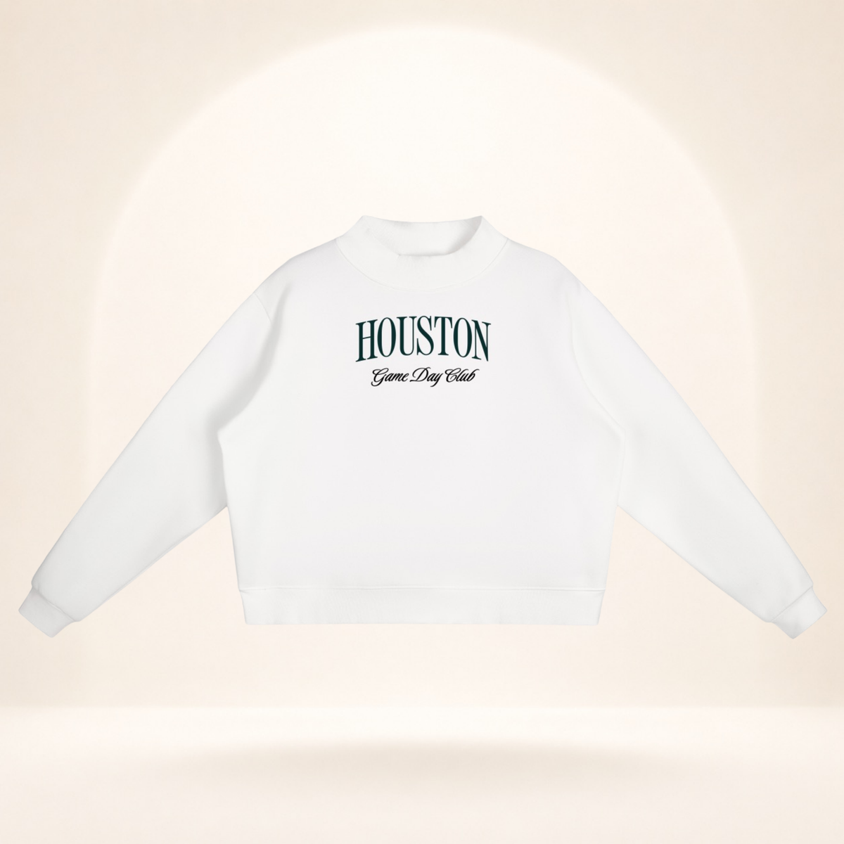 Houston Game Day Club Mock-Neck Sweatshirt white flat lay front view