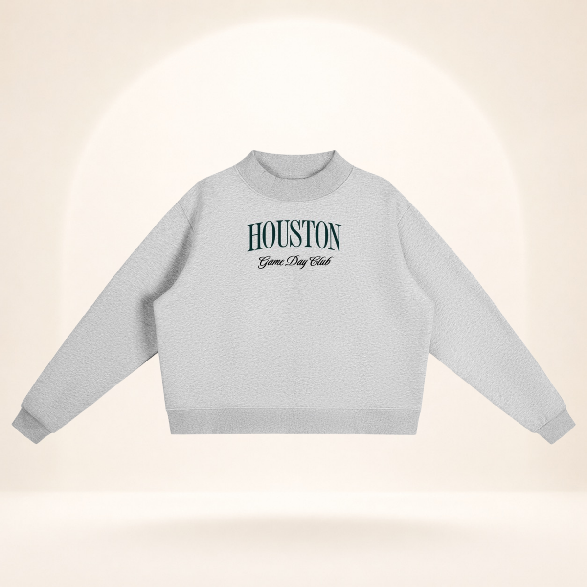 Houston Game Day Club Mock-Neck Sweatshirt flower gray flat lay front view