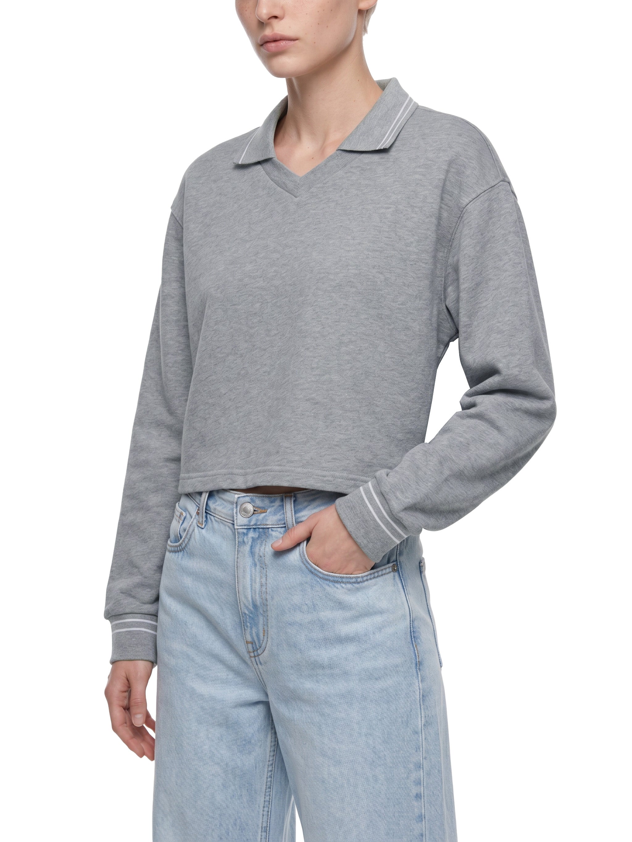 Women Who Love Sports Are Better Cropped Collared Sweatshirt