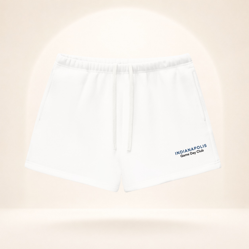 Indianapolis Game Day Club Fleece Shorts white front mockup