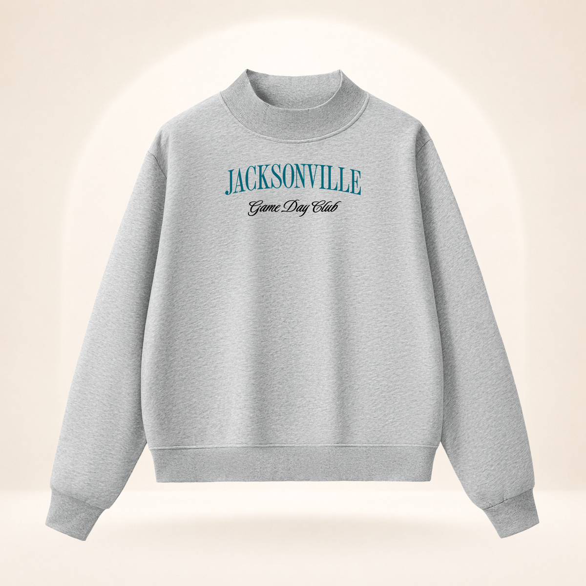 Jacksonville Game Day Club Mock-Neck Sweatshirt flower gray ghost mannequin front view