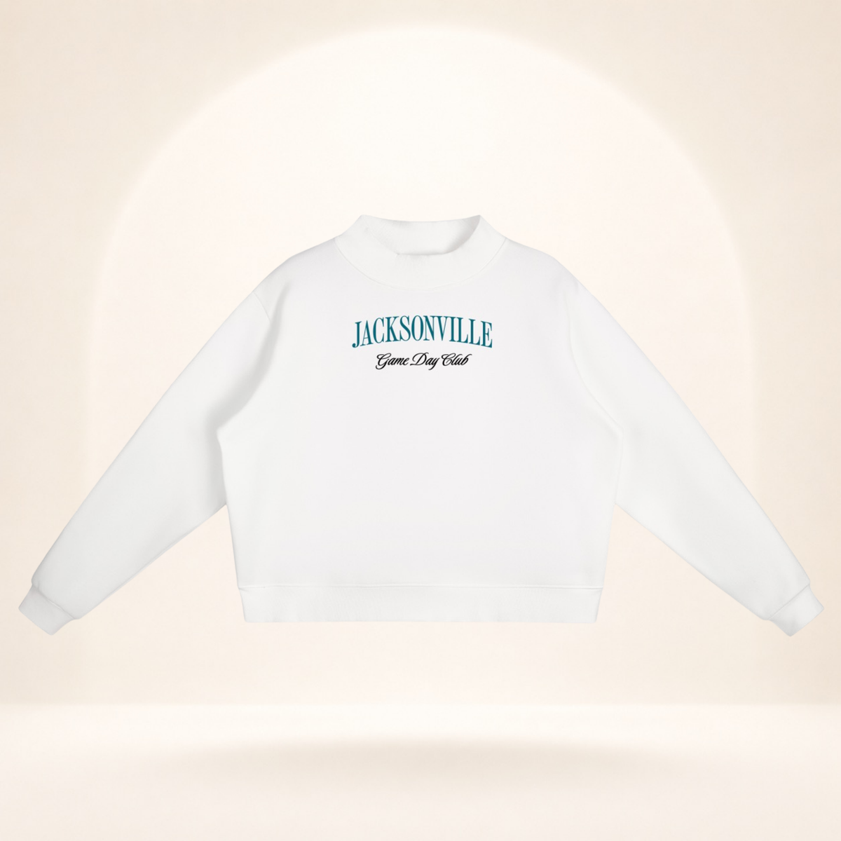Jacksonville Game Day Club Mock-Neck Sweatshirt white flat lay front view