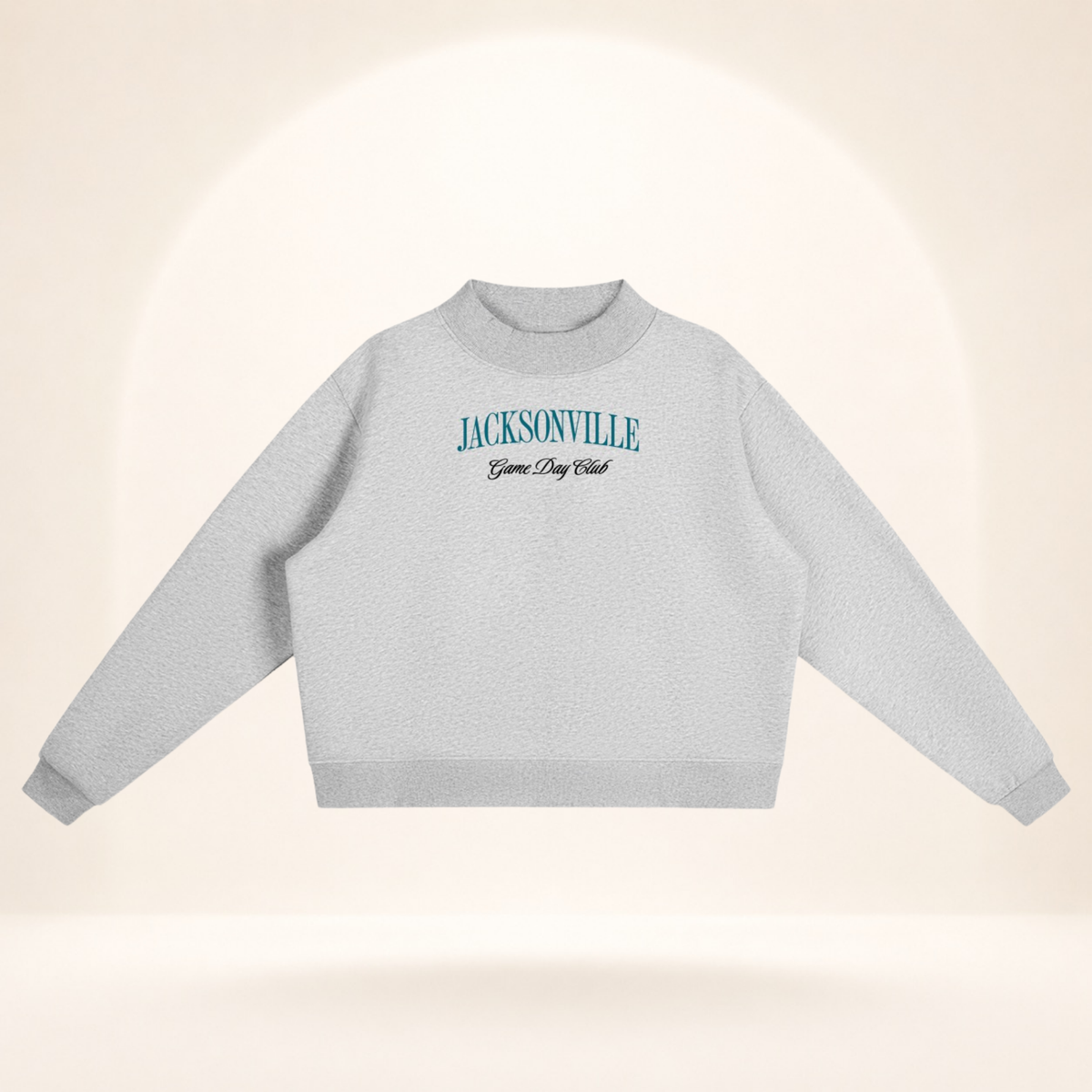 Jacksonville Game Day Club Mock-Neck Sweatshirt flower gray flat lay front view
