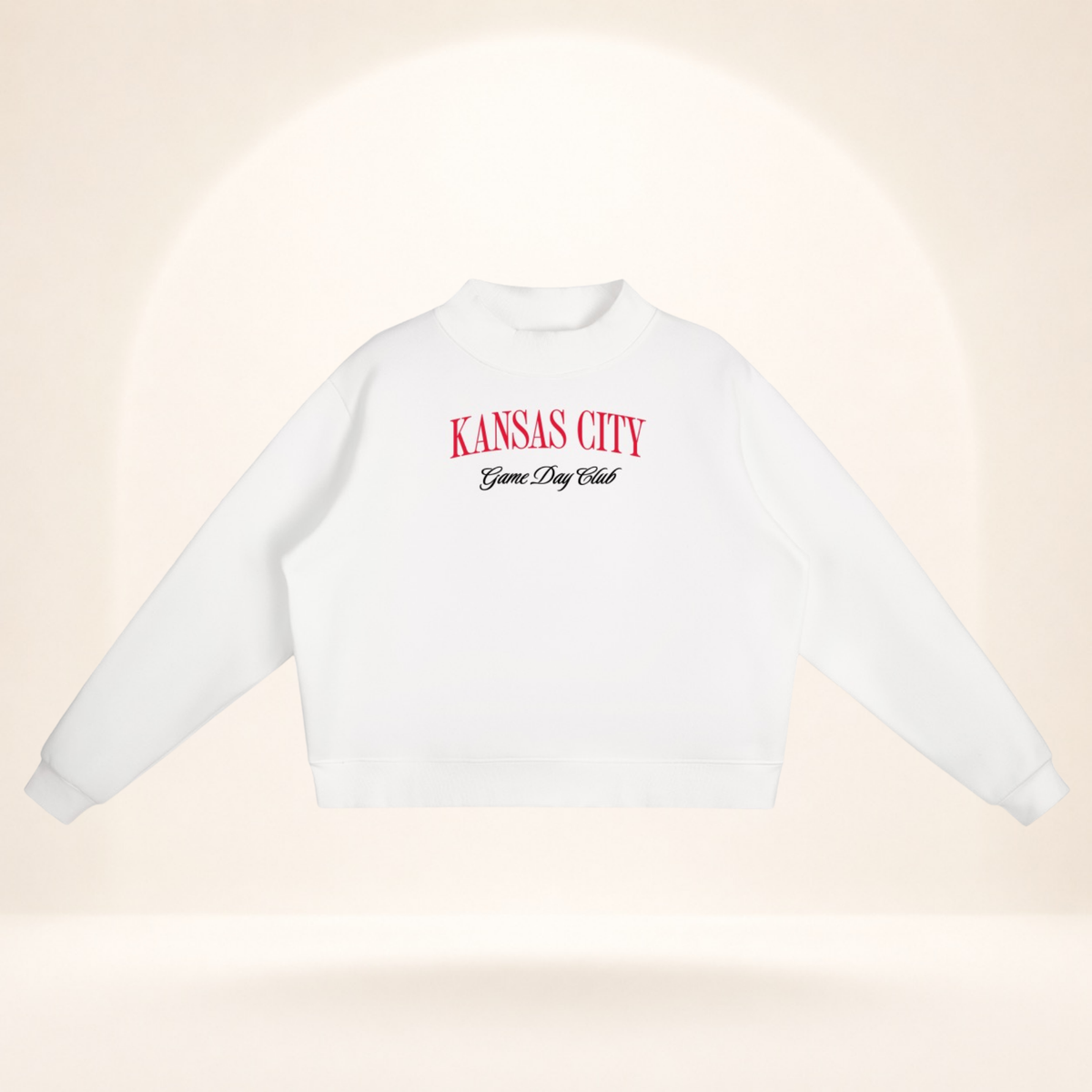 Kansas City Game Day Club Mock-Neck Sweatshirt white flat lay front view
