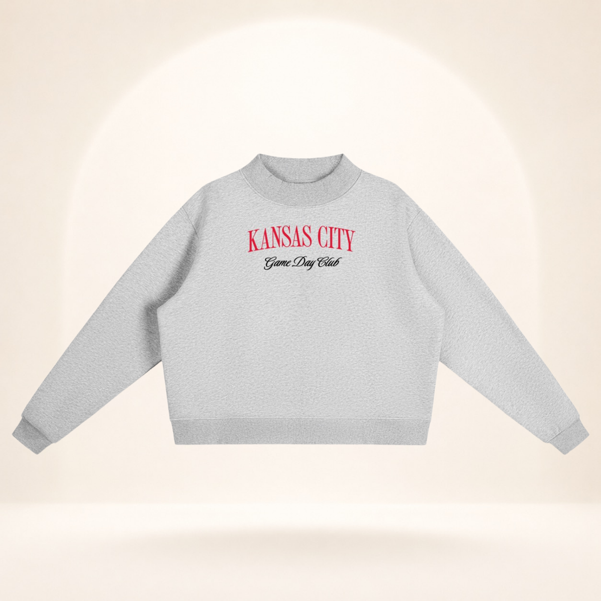 Kansas City Game Day Club Mock-Neck Sweatshirt flower gray flat lay front view