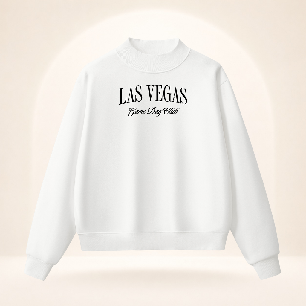 Las Vegas Game Day Club Mock-Neck Sweatshirt white ghost mannequin front view