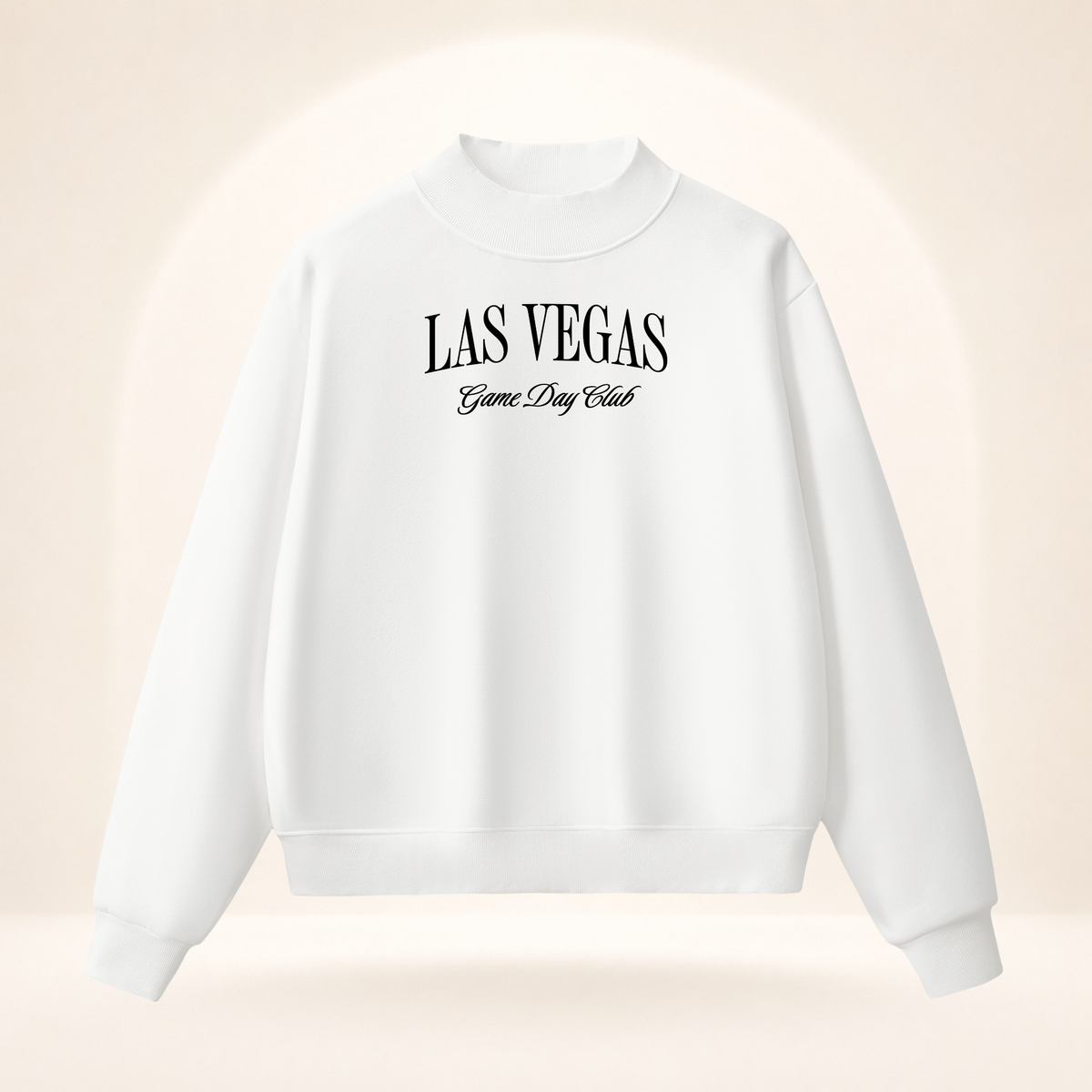 Las Vegas Game Day Club Mock-Neck Sweatshirt white ghost mannequin front view