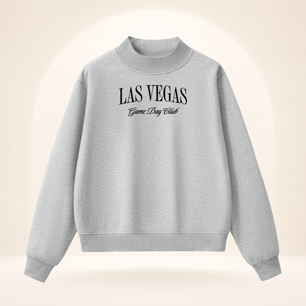 Las Vegas Game Day Club Mock-Neck Sweatshirt flower gray ghost mannequin front view