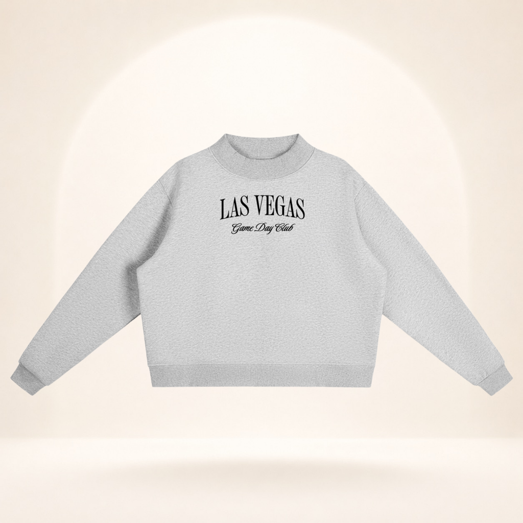 Las Vegas Game Day Club Mock-Neck Sweatshirt flower gray flat lay front view