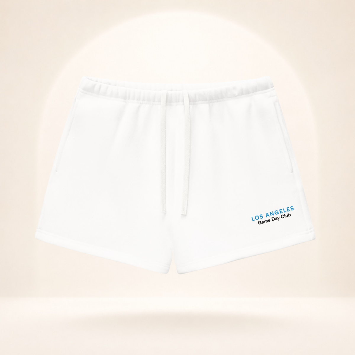 Los Angeles Game Day Club Powder Blue Fleece Shorts white front mockup
