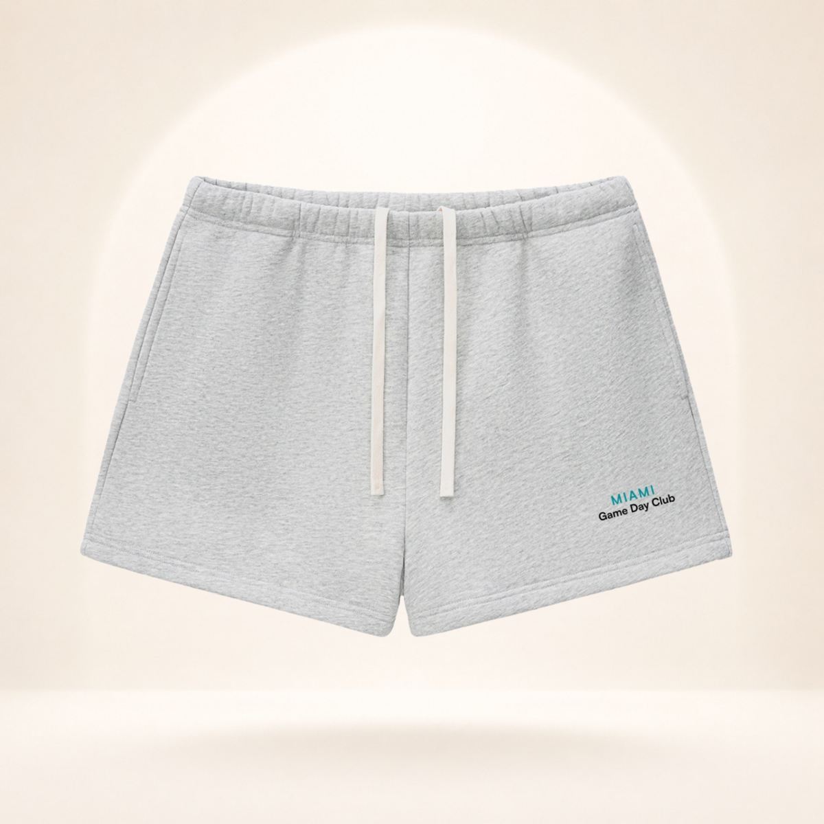 Miami Game Day Club Fleece Shorts flower gray front mockup