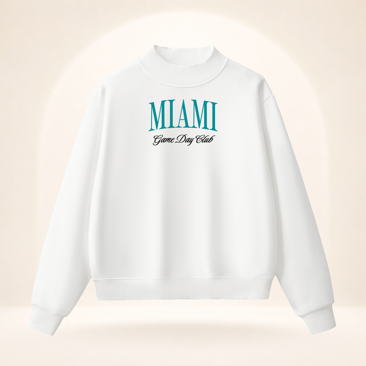 Miami Game Day Club Mock-Neck Sweatshirt white ghost mannequin front view