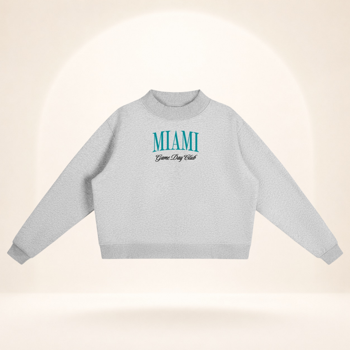 Miami Game Day Club Mock-Neck Sweatshirt flower gray flat lay front view