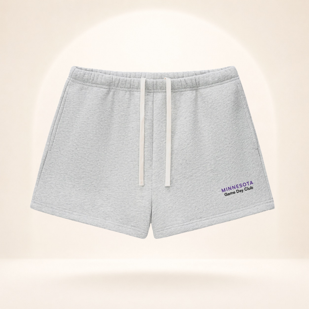 Minnesota Game Day Club Fleece Shorts flower gray front mockup