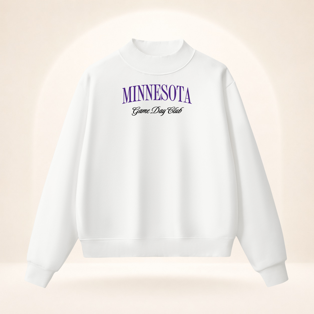 Minnesota Game Day Club Mock-Neck Sweatshirt white ghost mannequin front view