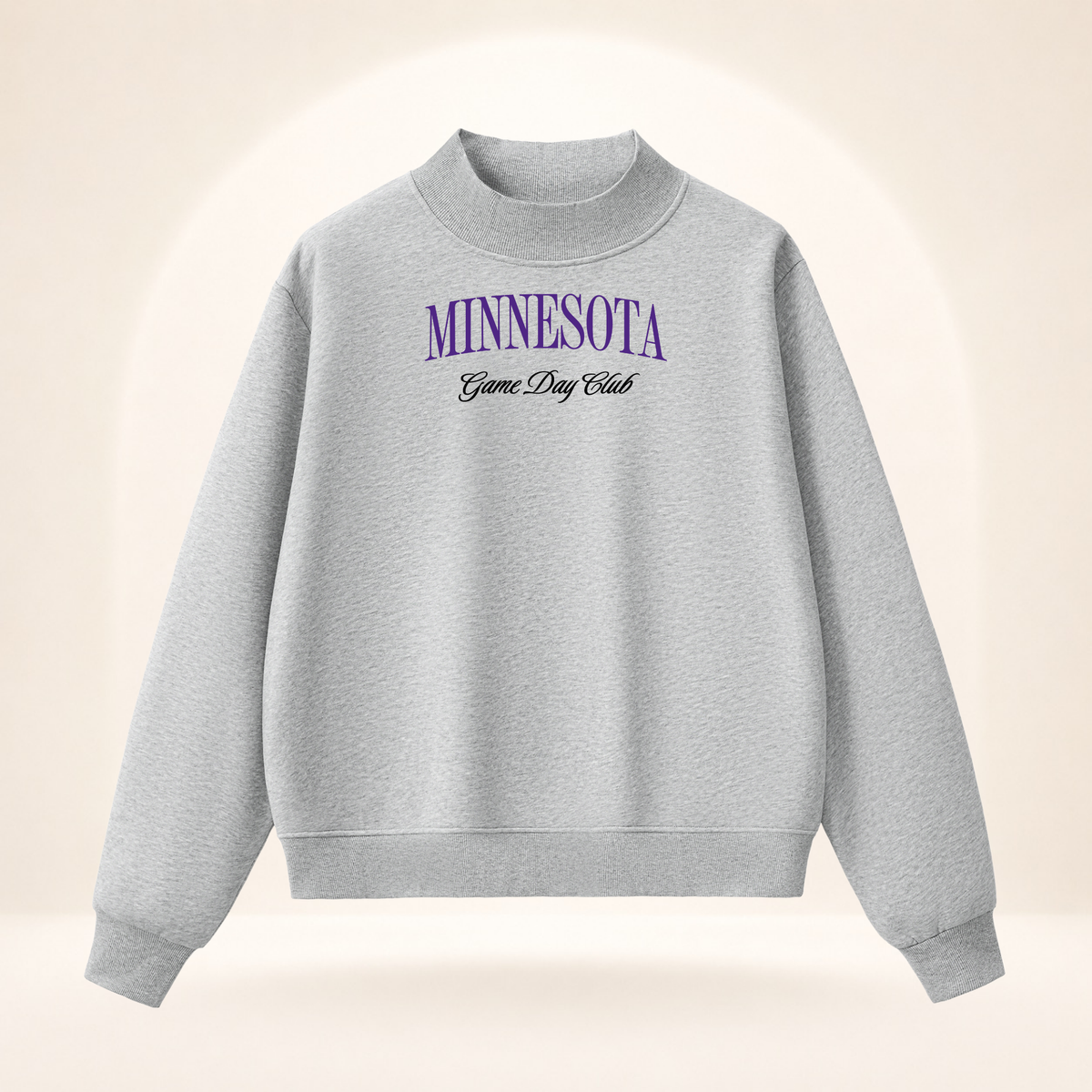 Minnesota Game Day Club Mock-Neck Sweatshirt flower gray ghost mannequin front view