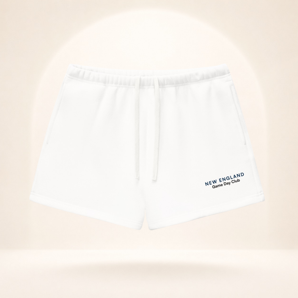 New England Game Day Club Fleece Shorts white front mockup