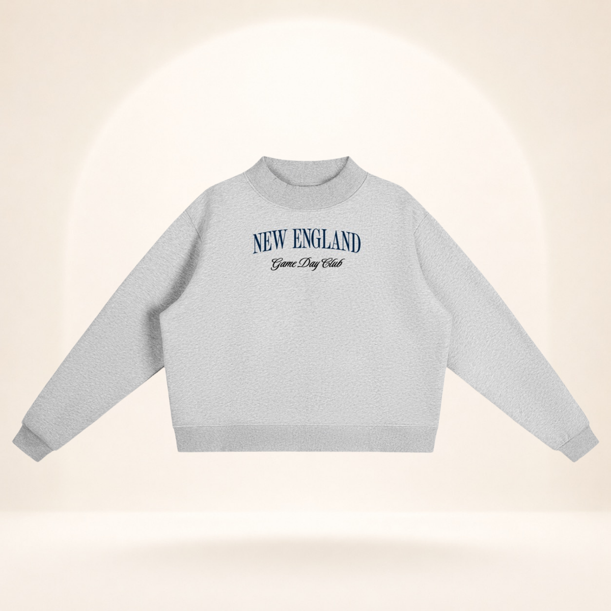New England Game Day Club Mock-Neck Sweatshirt flower gray flat lay front view