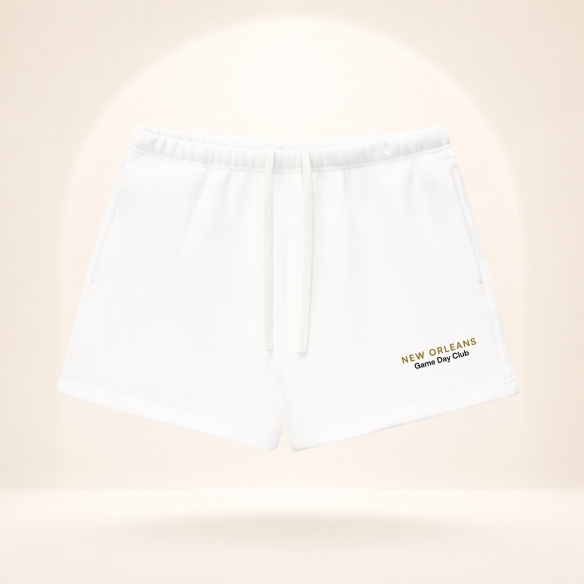 New Orleans Game Day Club Fleece Shorts white front mockup