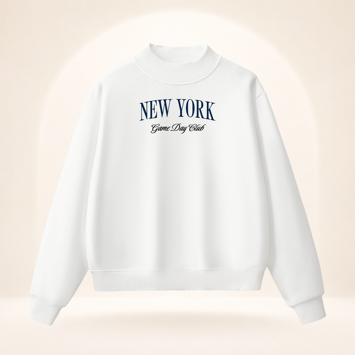 New York Blue Game Day Club Mock-Neck Sweatshirt white ghost mannequin front view