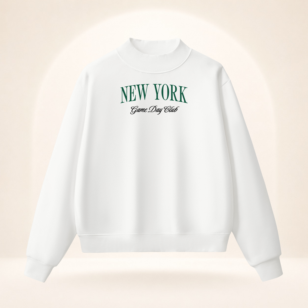 New York Green Game Day Club Mock-Neck Sweatshirt white ghost mannequin front view