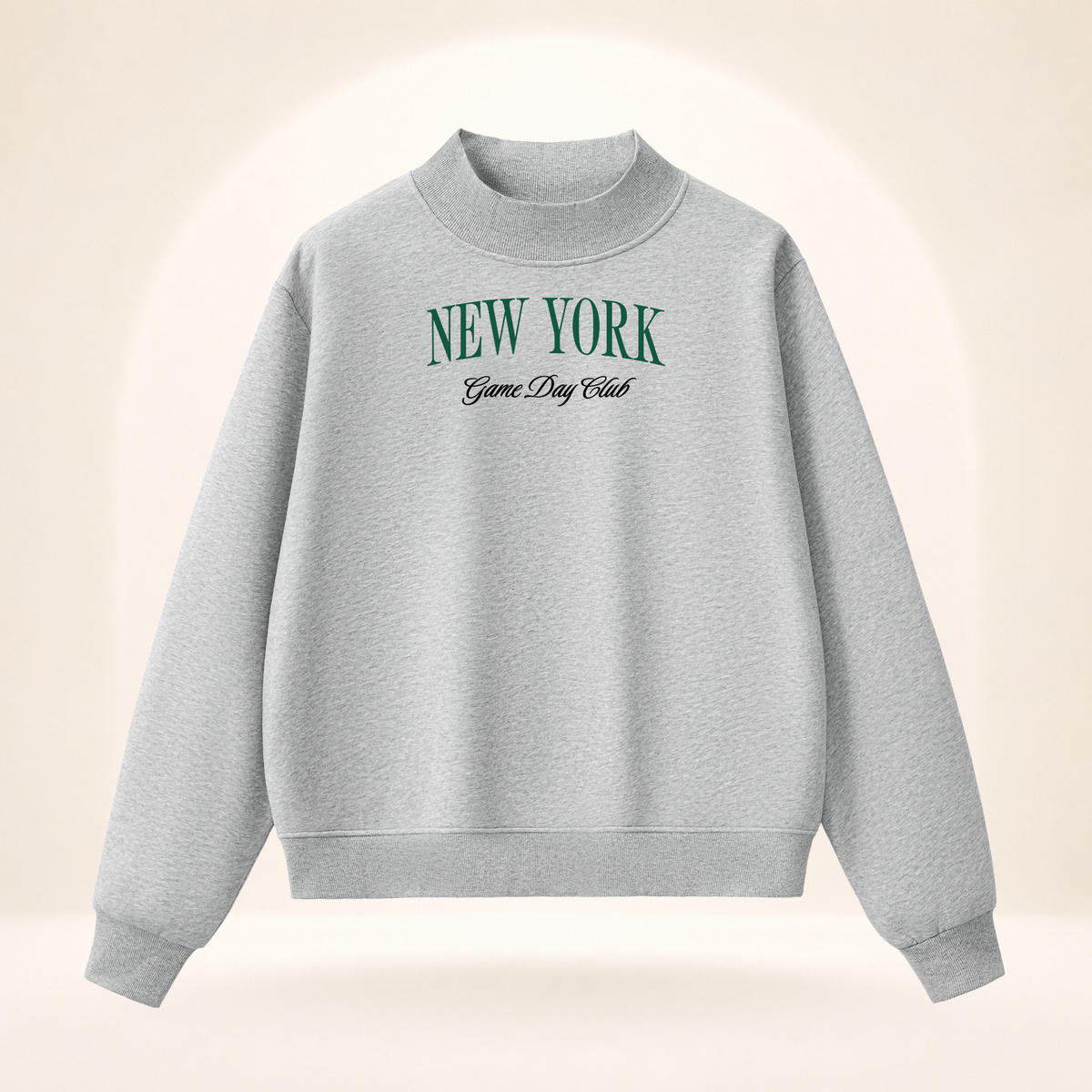 New York Green Game Day Club Mock-Neck Sweatshirt flower gray ghost mannequin front view