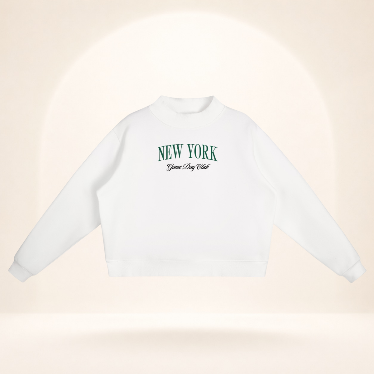 New York Green Game Day Club Mock-Neck Sweatshirt white flat lay front view