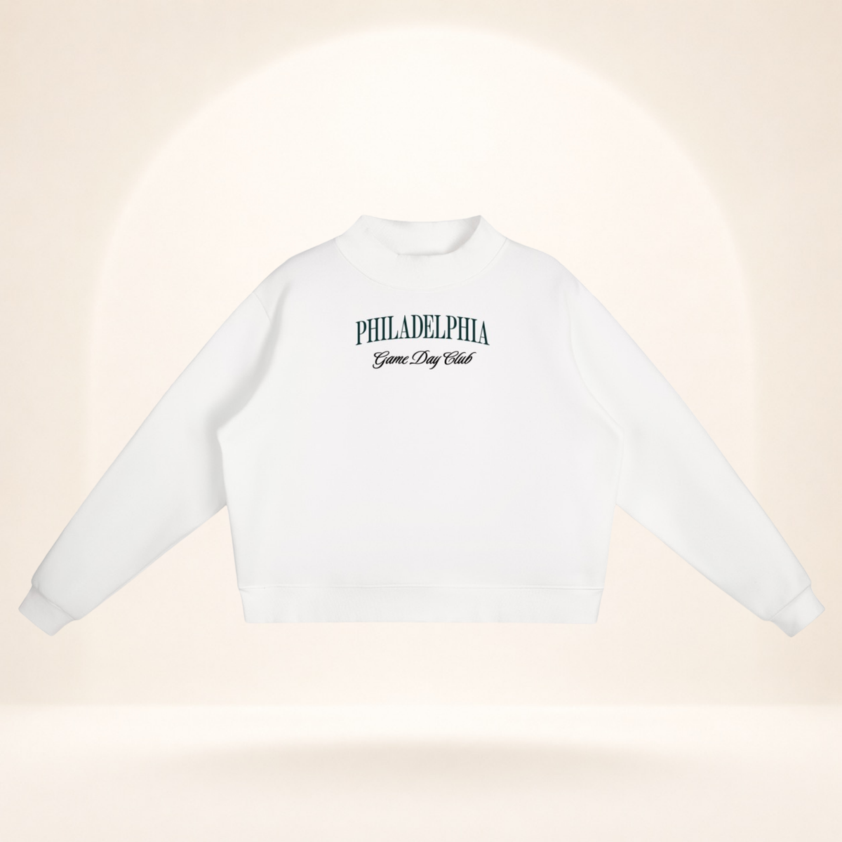Philadelphia Game Day Club Mock-Neck Sweatshirt white flat lay front view