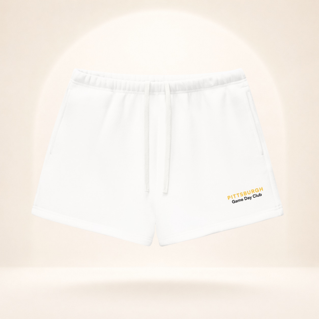 Pittsburgh Game Day Club Fleece Shorts white front mockup