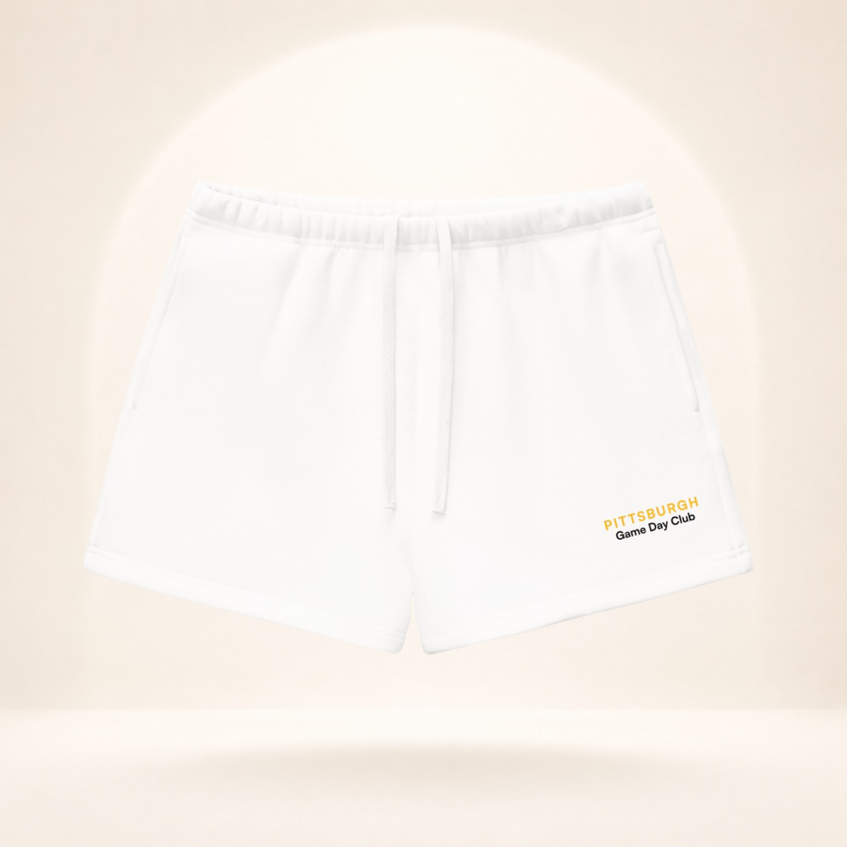 Pittsburgh Game Day Club Fleece Shorts white front mockup