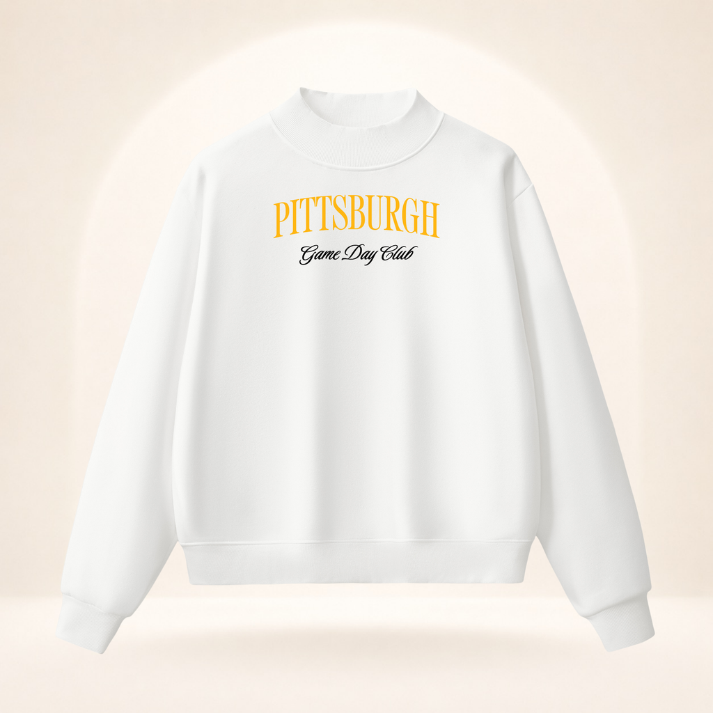 Pittsburgh Game Day Club Mock-Neck Sweatshirt white ghost mannequin front view