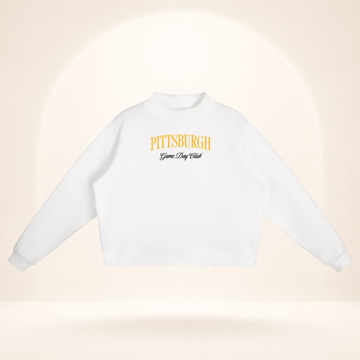 Pittsburgh Game Day Club Mock-Neck Sweatshirt white flat lay front view