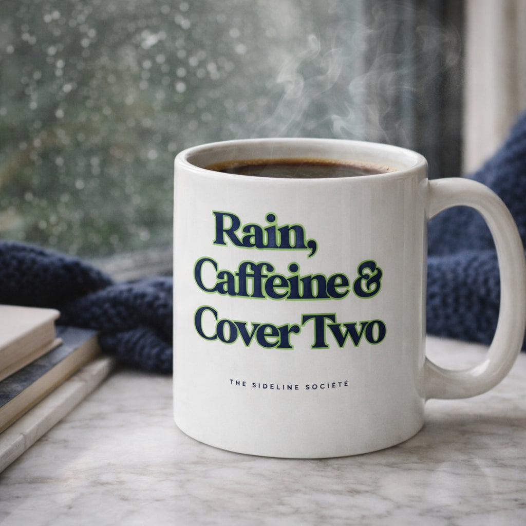 Rain, Caffeine, & Cover Two" Coffee Mug, mug from Sideline Société