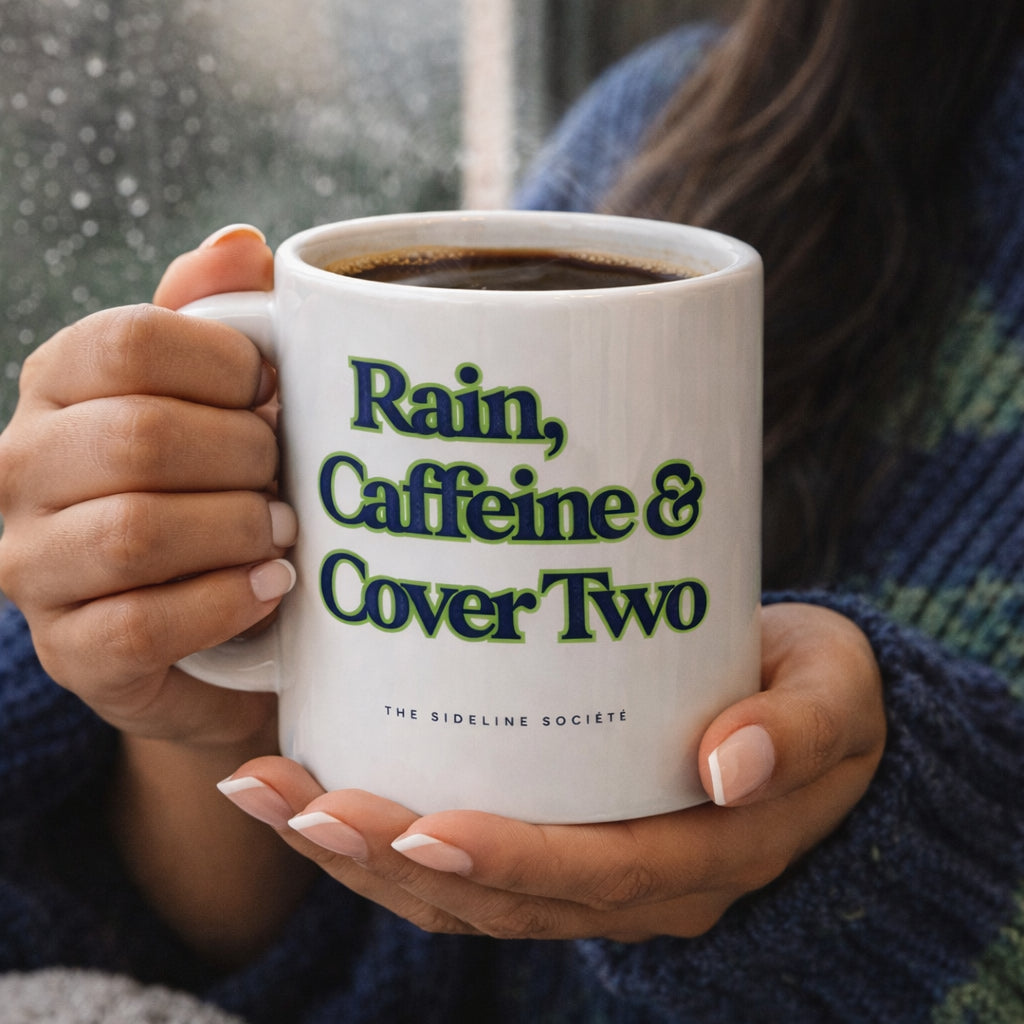 Rain, Caffeine, & Cover Two" Coffee Mug, mug from Sideline Société