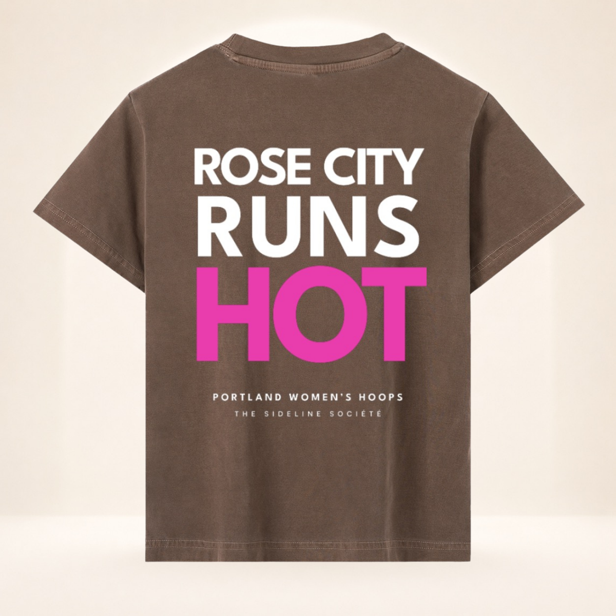 Back view of Rose City Tipoff Club vintage wash women's basketball tee with Rose City Runs Hot graphic.