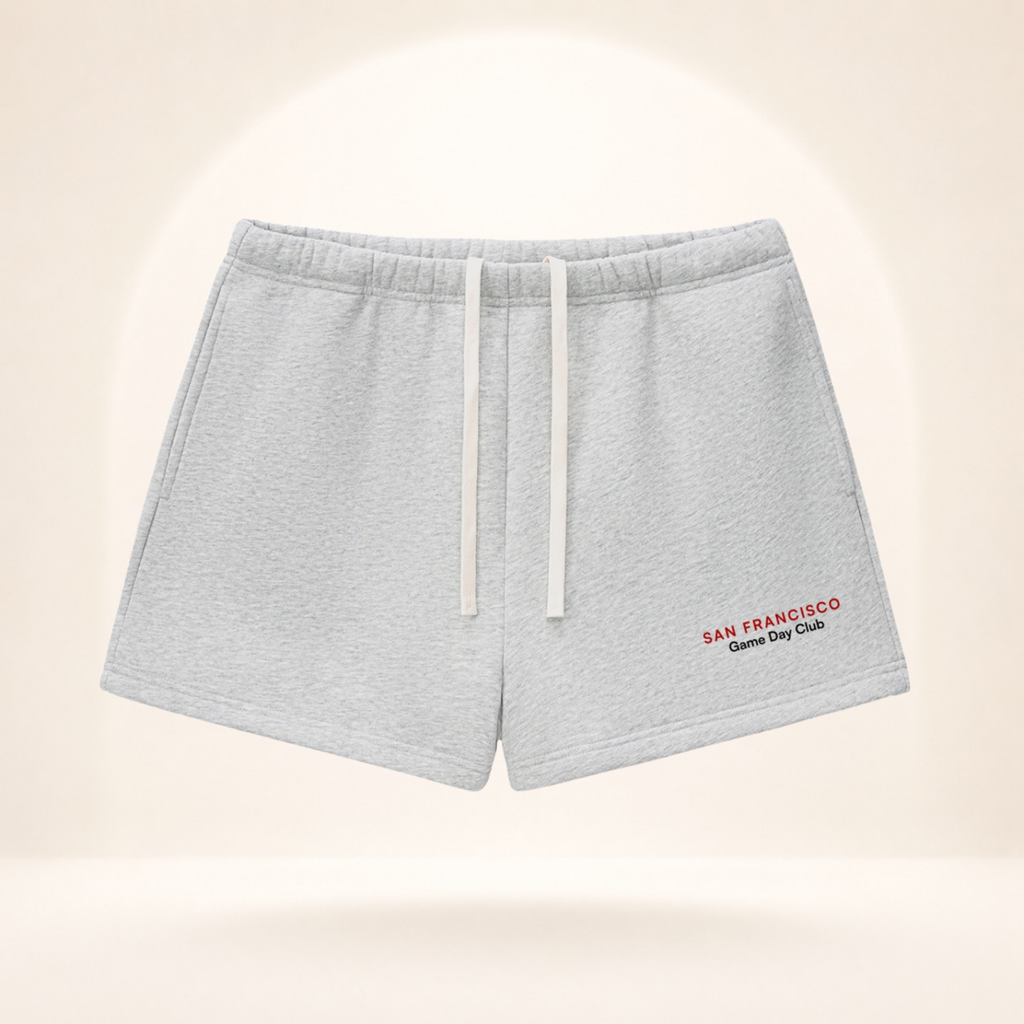 San Francisco Game Day Club Fleece Shorts flower gray front mockup