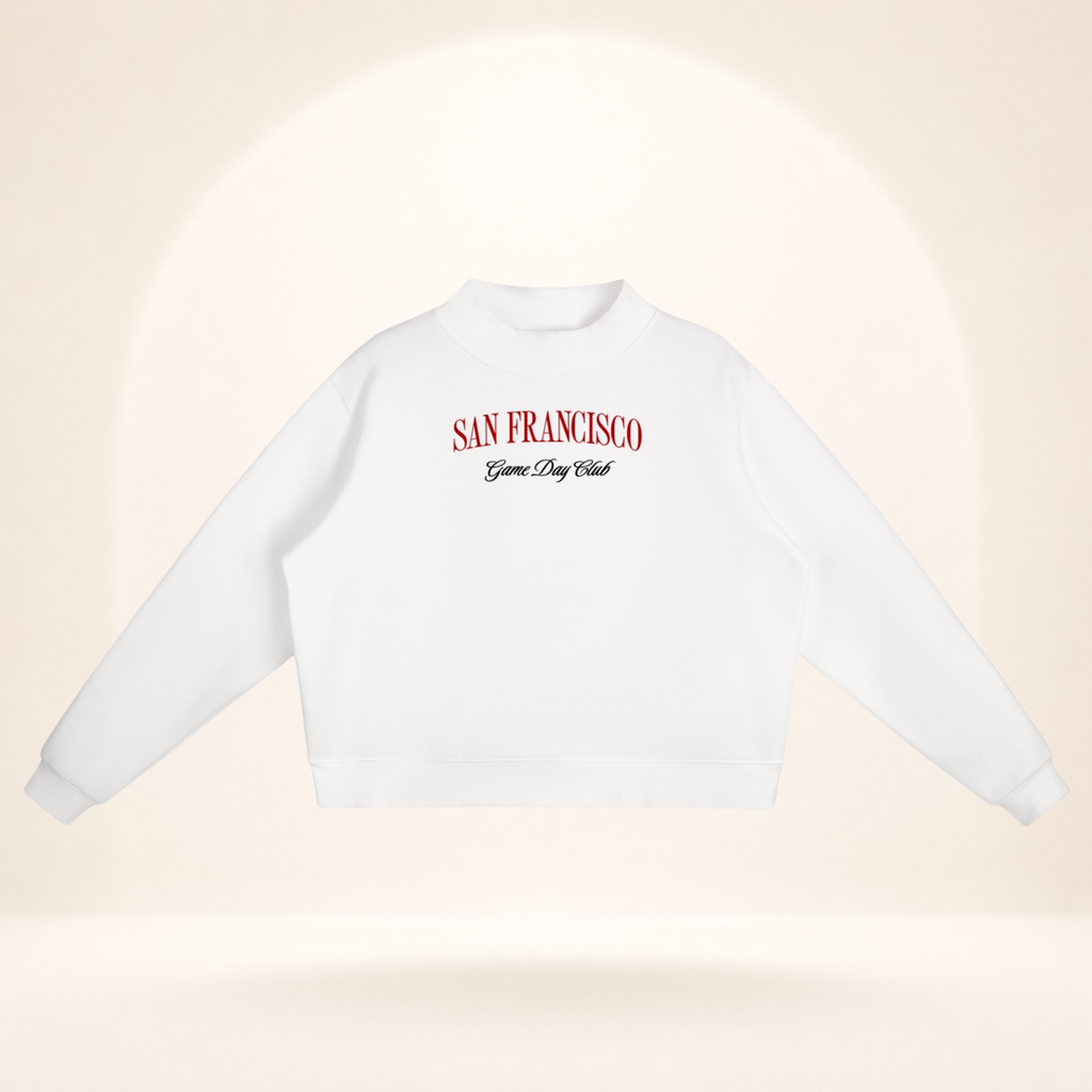 San Francisco Game Day Club Mock-Neck Sweatshirt white flat lay front view