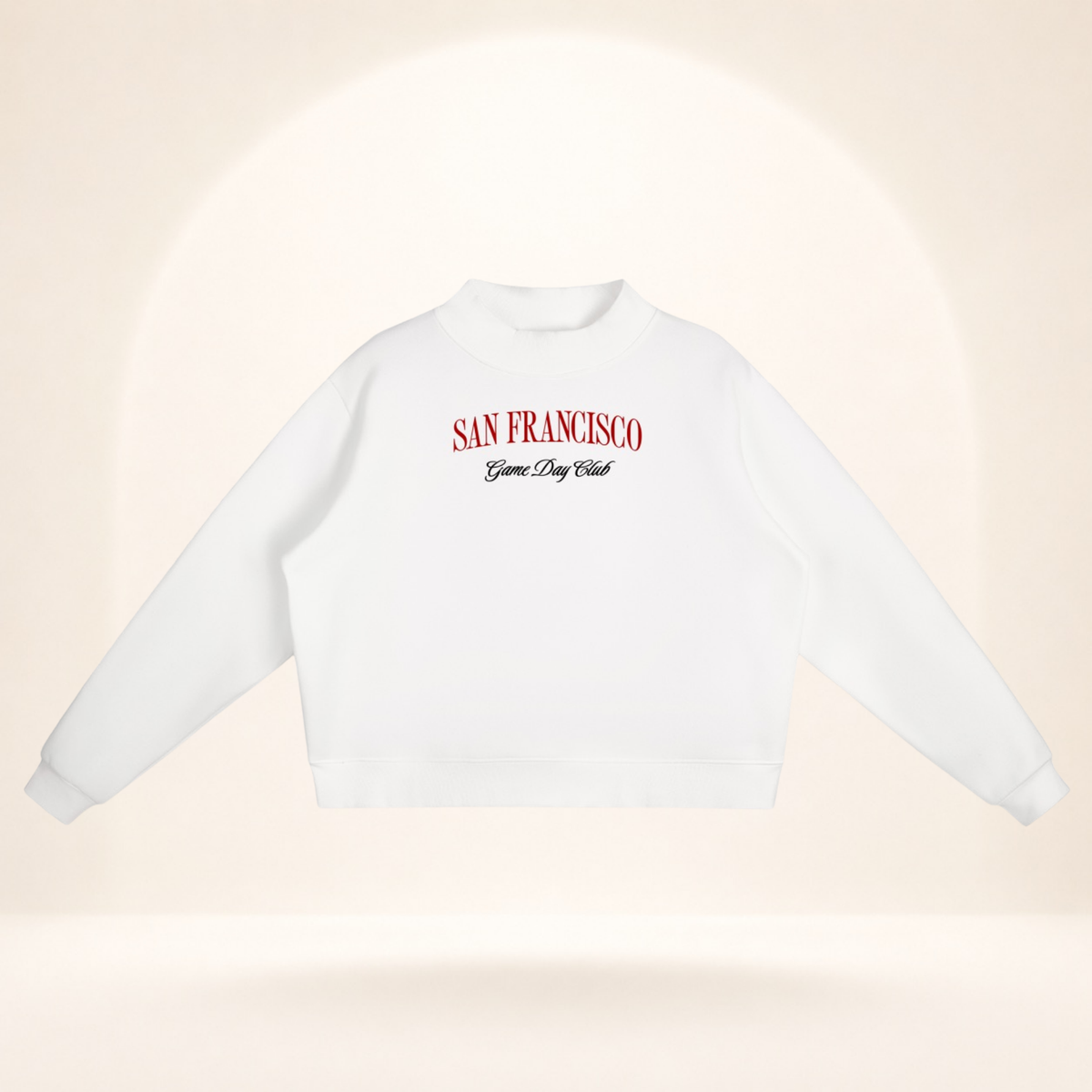 San Francisco Game Day Club Mock-Neck Sweatshirt white flat lay front view