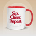 Sip. Cheer. Repeat. Ceramic Mug, mug from Sideline Société