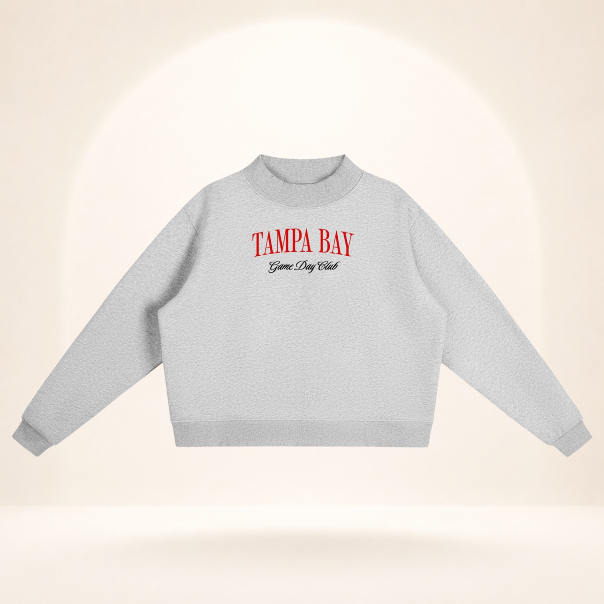 Tampa Bay Game Day Club Mock-Neck Sweatshirt flower gray flat lay front view