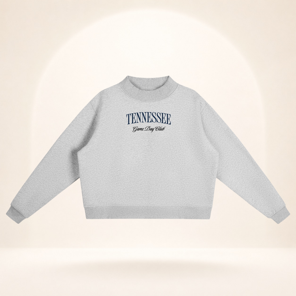 Tennessee Game Day Club Mock-Neck Sweatshirt flower gray flat lay front view