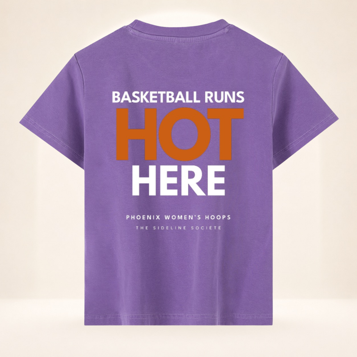Back view of Valley Tipoff Club vintage wash women's basketball tee with Basketball Runs Hot Here graphic.