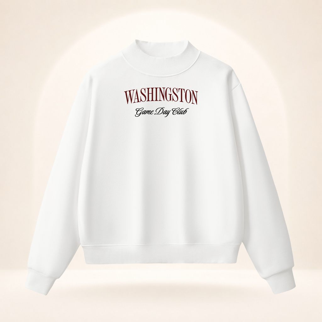 Washington Game Day Club Mock-Neck Sweatshirt white ghost mannequin front view