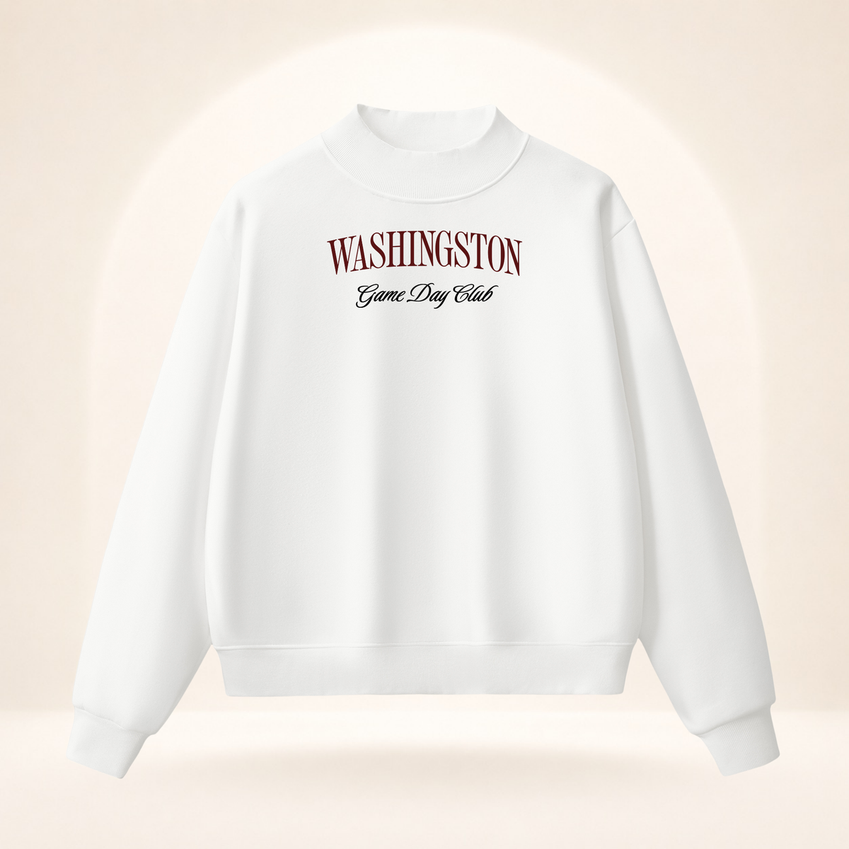 Washington Game Day Club Mock-Neck Sweatshirt white ghost mannequin front view