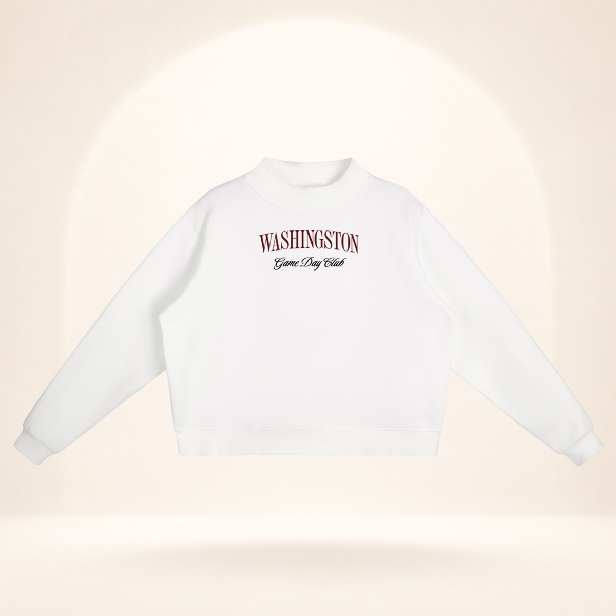 Washington Game Day Club Mock-Neck Sweatshirt white flat lay front view