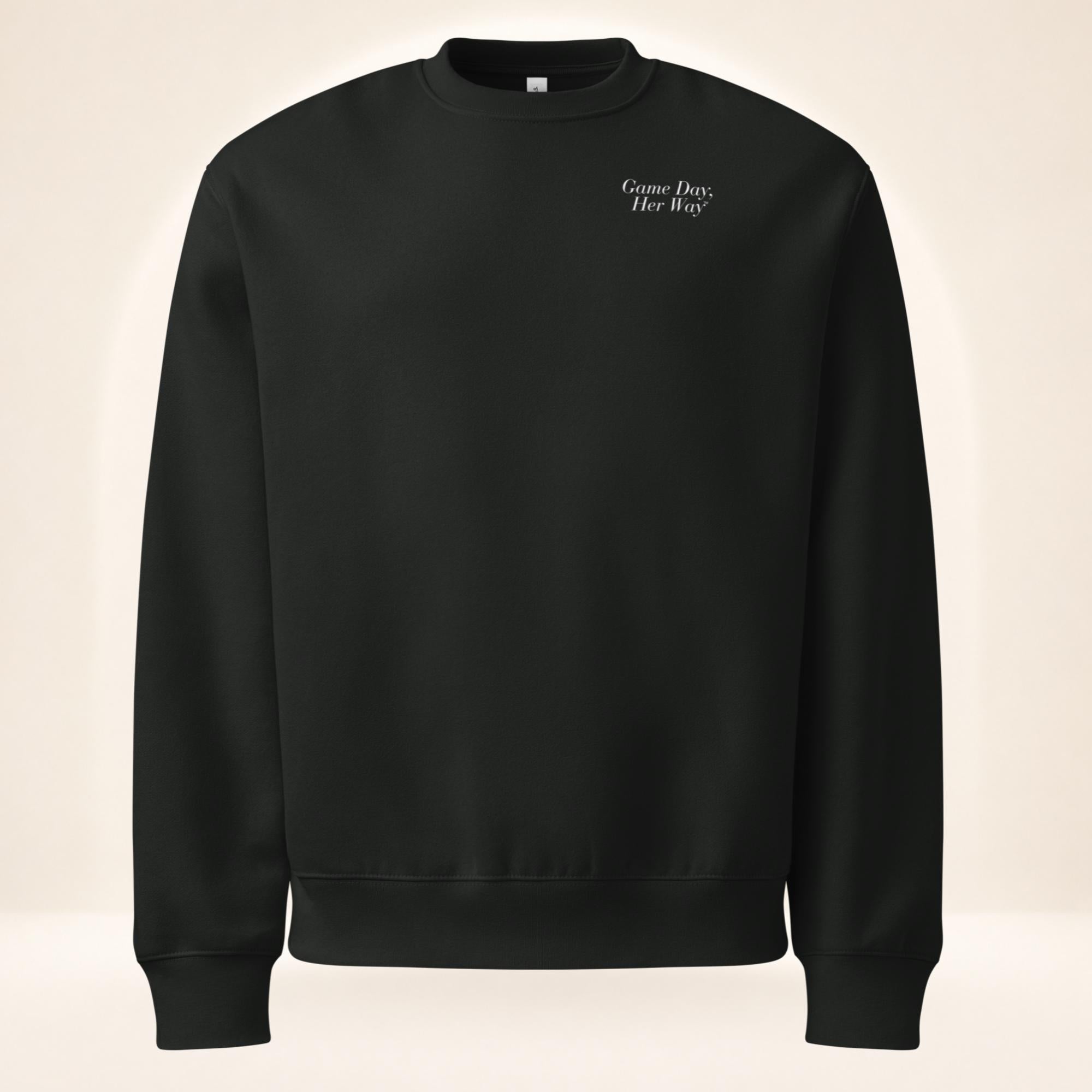 Vintage Black oversized heavyweight sweatshirt featuring a small “We’re Friends…Unless It’s Game Day.™” chest graphic by The Sideline Société.